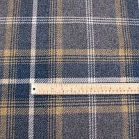 Wool Like Tweed Check Fabric - Blue Grey Gold