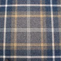Wool Like Tweed Check Fabric - Blue Grey Gold