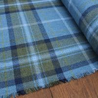 Wool Like Tweed Check Fabric - Blue Yellow White