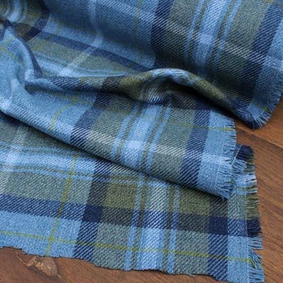 Wool Like Tweed Check Fabric - Blue Yellow White