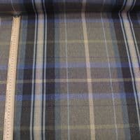 Wool Like Tweed Check Fabric - Grey Blue Purple