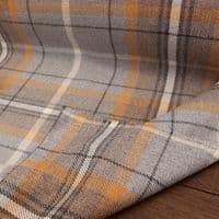 Wool Like Tweed Check Fabric - Pale Grey Ochre