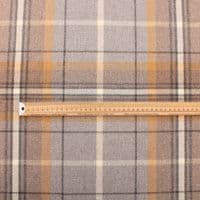 Wool Like Tweed Check Fabric - Pale Grey Ochre