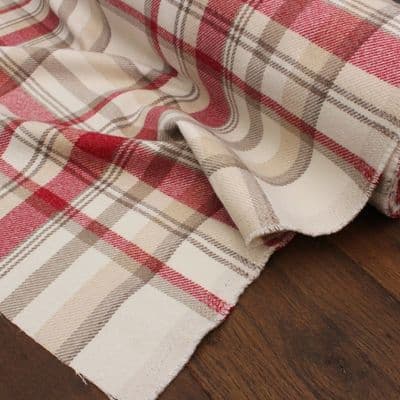 Wool Like Tweed Check Fabric - Skye Cranberry Red