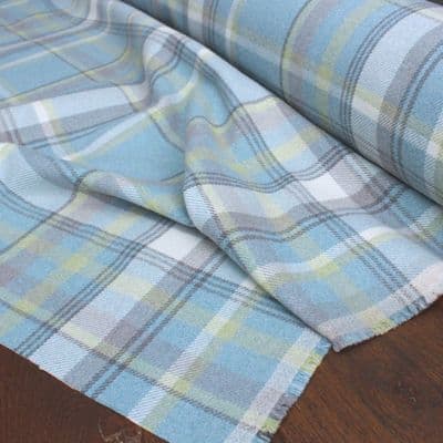 Wool Like Tweed Check Fabric - Skye Parisian Blue