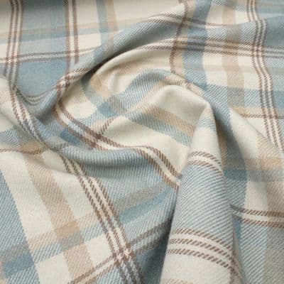 Wool Like Tweed Check Fabric - Skye Sky Blue