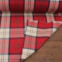 Wool Like Tweed Herringbone Check Fabric Crimson