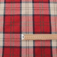 Wool Like Tweed Herringbone Check Fabric Crimson