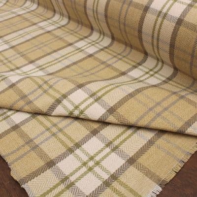 Wool Like Tweed Herringbone Check Fabric Mustard