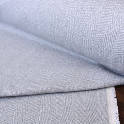 Wool Like Tweed Herringbone Fabric - Harris Dove Grey