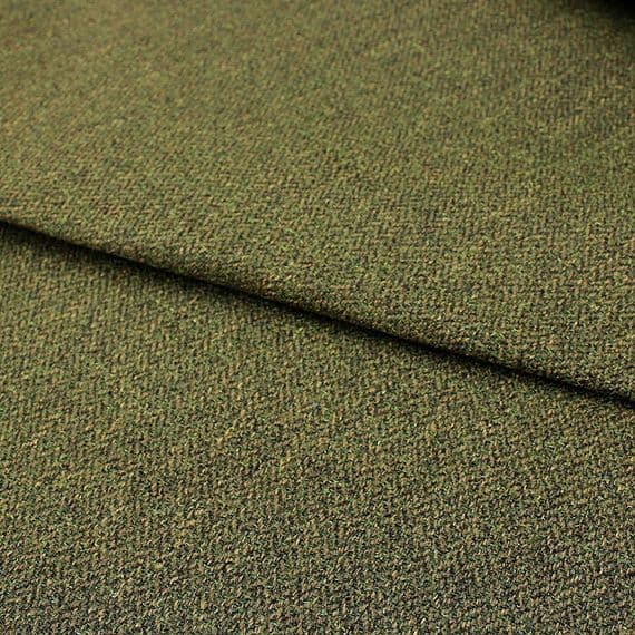 Wool Like Tweed Herringbone Upholstery Fabric - Woodland Green