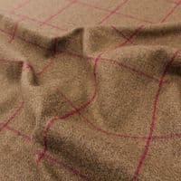 Wool Like Tweed Windowpane Check Fabric - Moss Green Purple