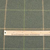 Wool Like Windowpane Check Fabric - Green & Gold
