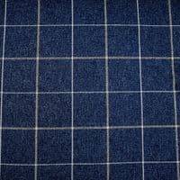 Wool Like Windowpane Check Fabric - Navy Blue & Gold