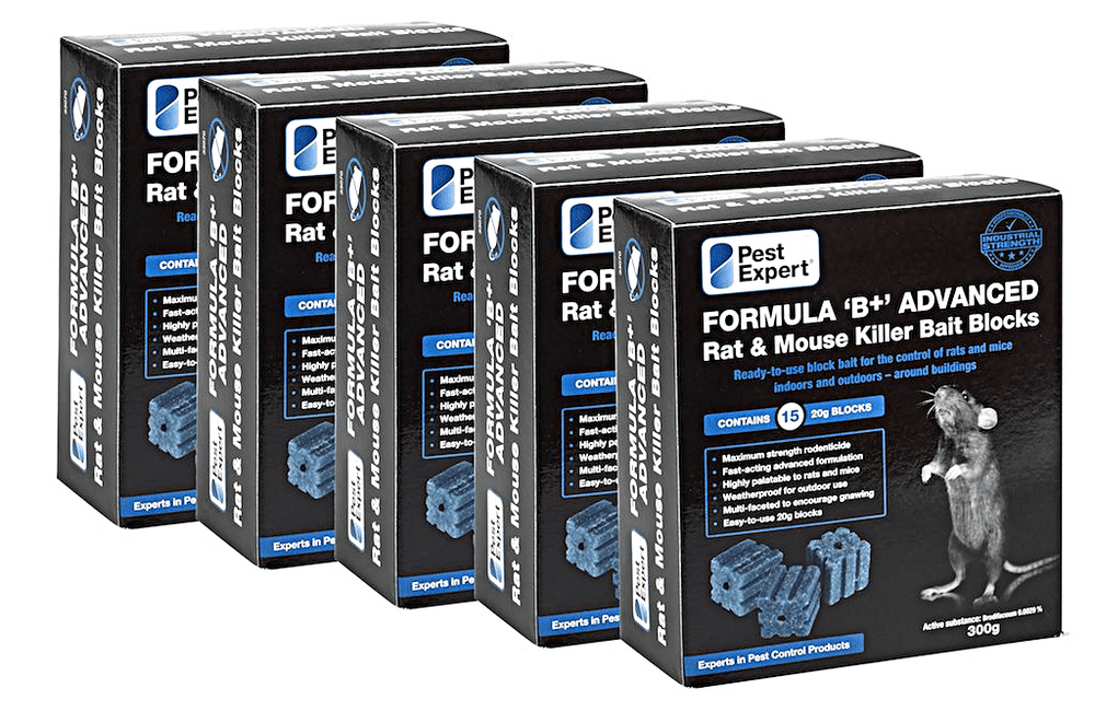 Pest Expert Formula B Rat Poison Bait Blocks 1 5kg 5 x 300g Maximum Strength