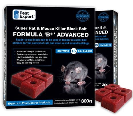 Pest Expert Formula 'B' Rat Poison Bait Blocks 600g - (Maximum Strength Brodifacoum)