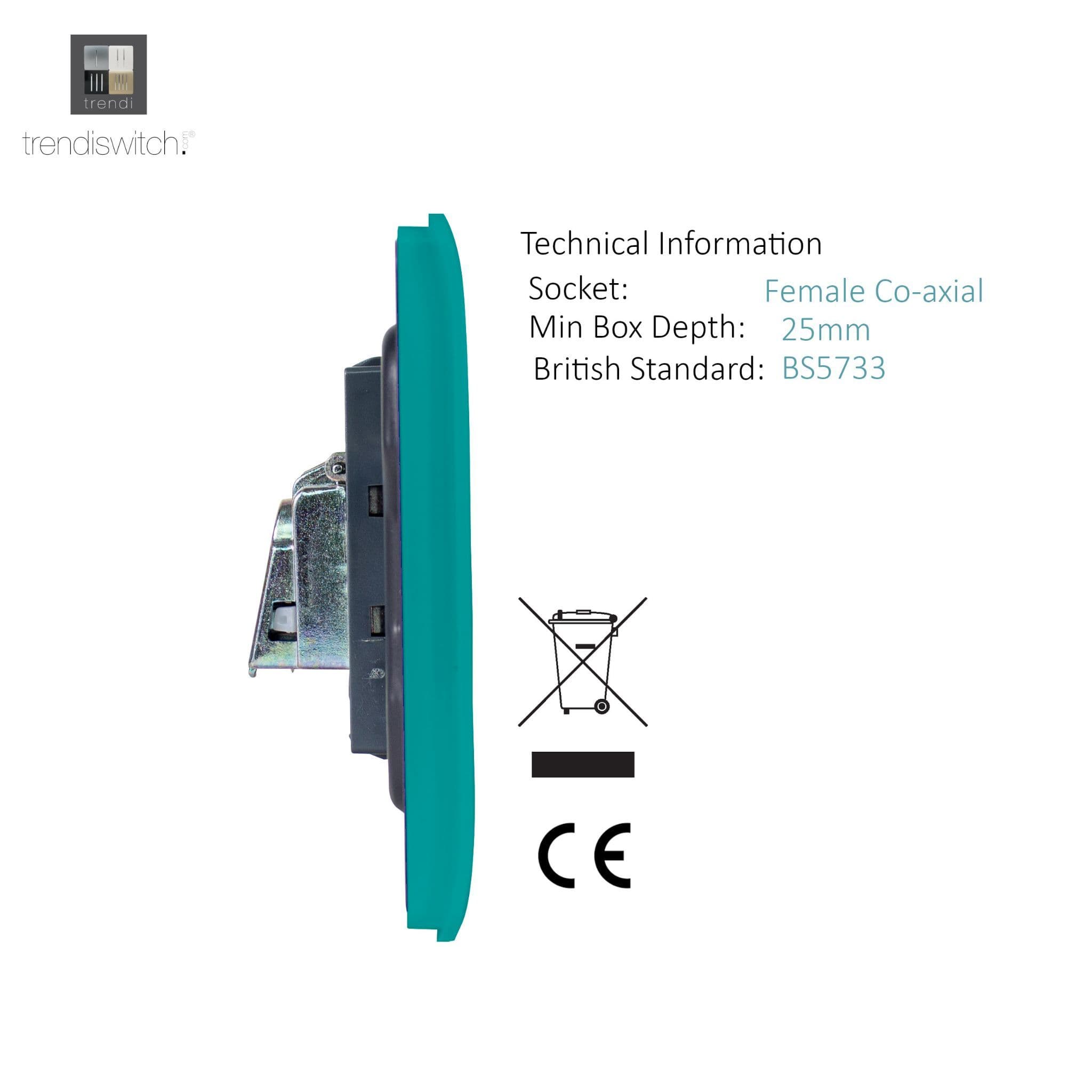1 Gang Female Co-Axial Television Socket angle 3