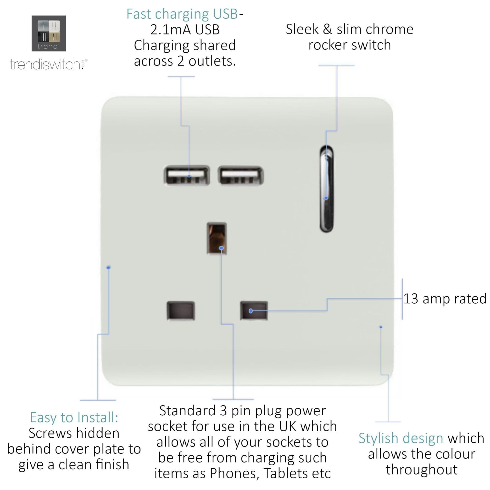 1 Gang USB 2100mA Plug Socket