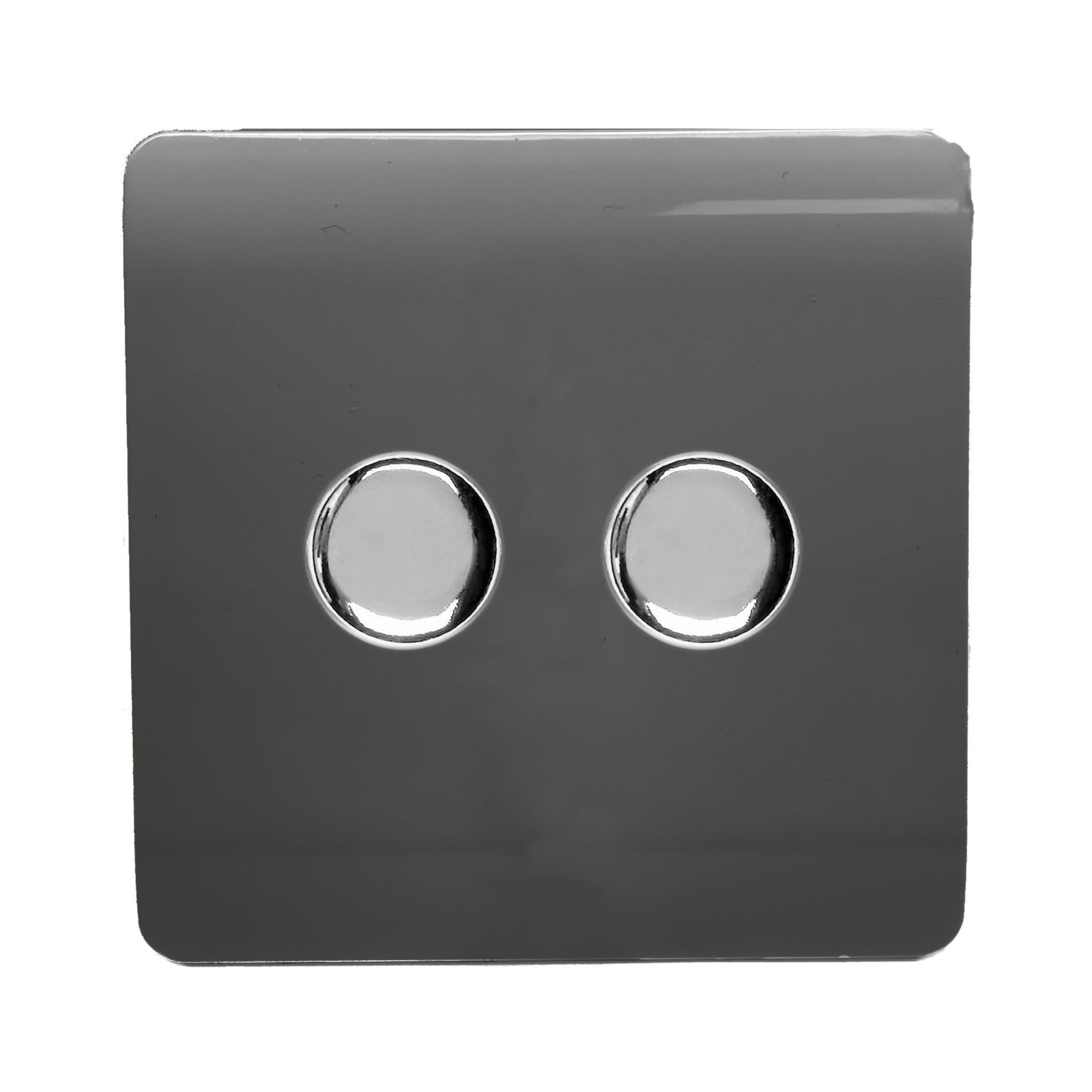 2 Gang 1 or 2 way 150w Rotary LED Dimmer Light Switch