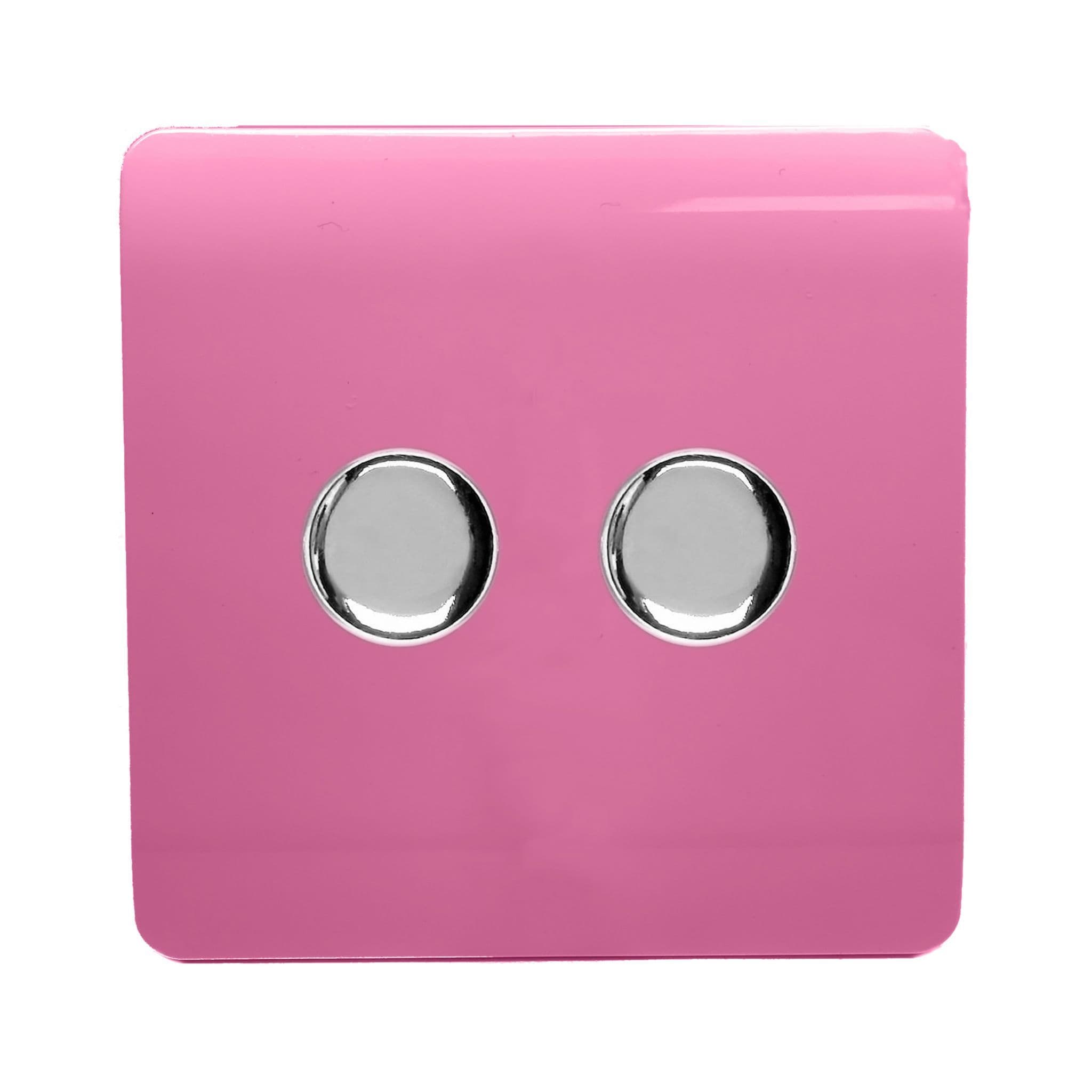 2 Gang 1 or 2 way 150w Rotary LED Dimmer Light Switch