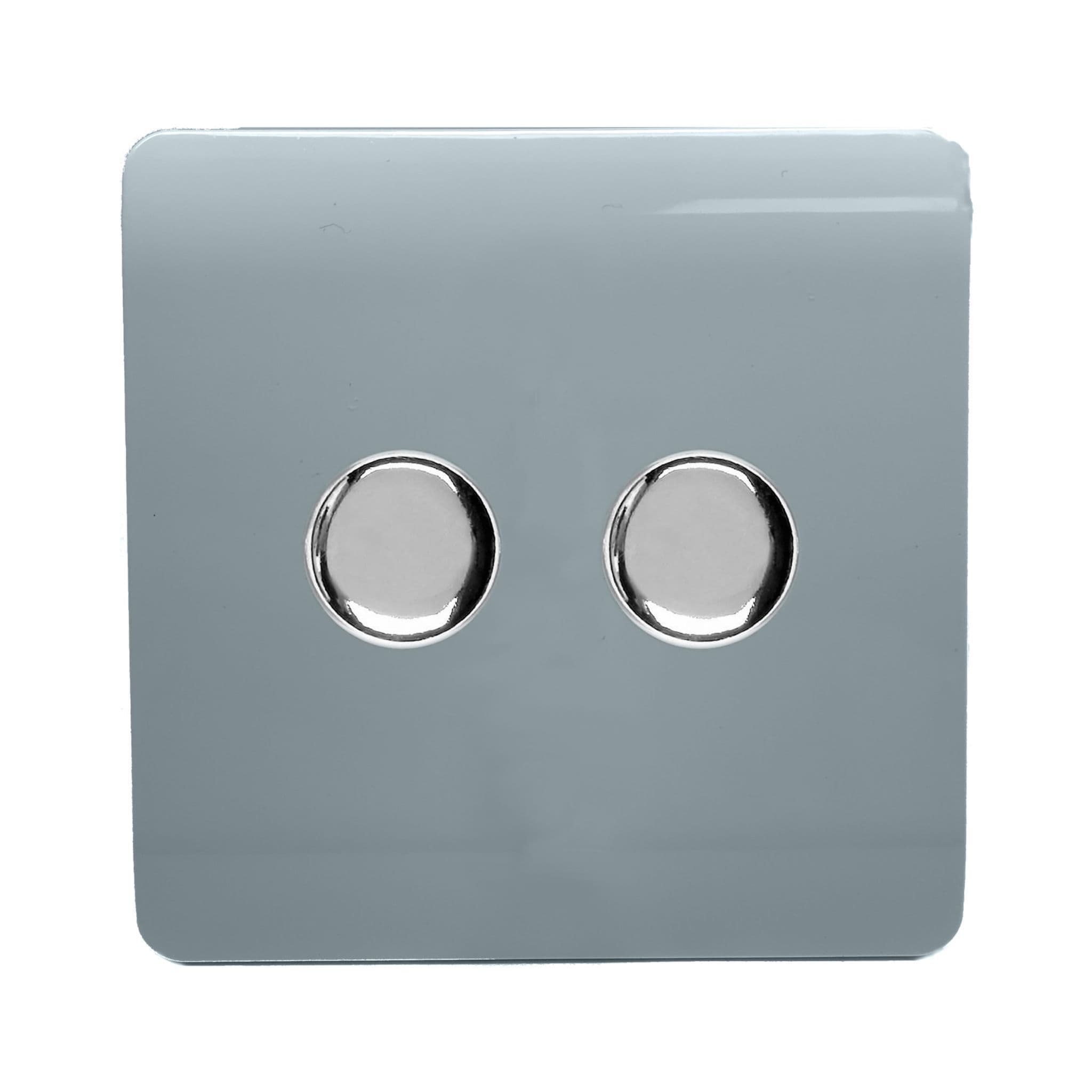 2 Gang 1 or 2 way 150w Rotary LED Dimmer Light Switch