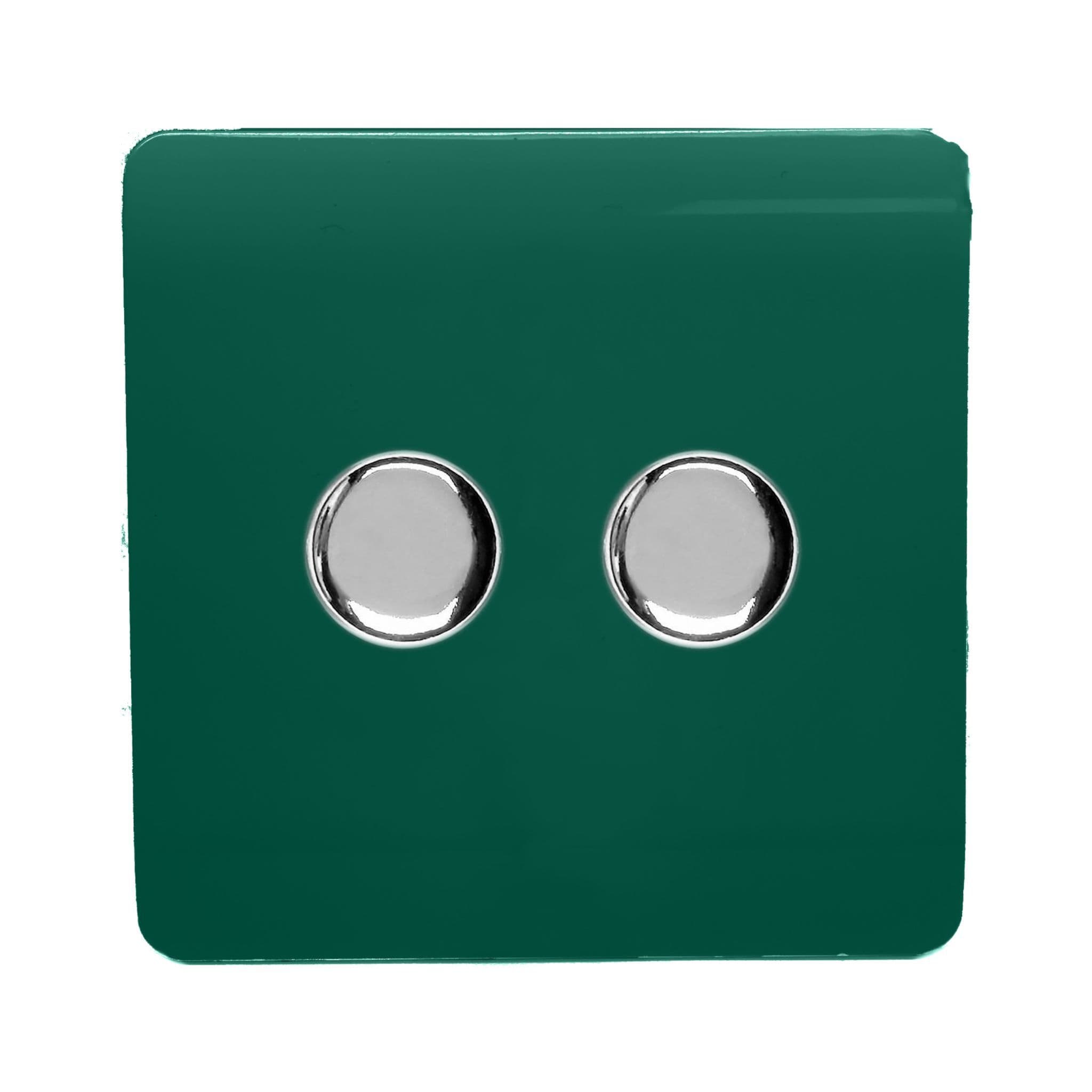 2 Gang 1 or 2 way 150w Rotary LED Dimmer Light Switch
