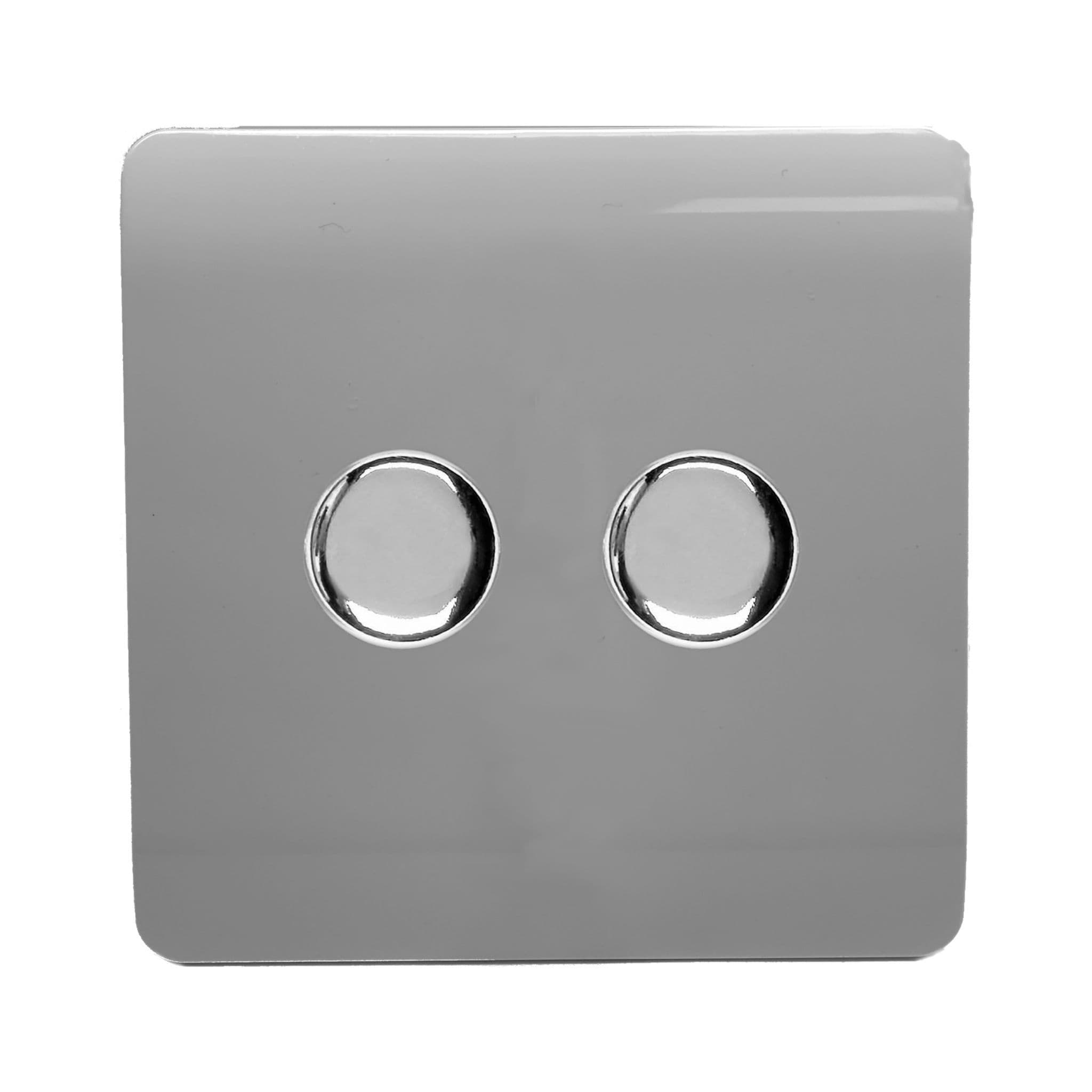 2 Gang 1 or 2 way 150w Rotary LED Dimmer Light Switch
