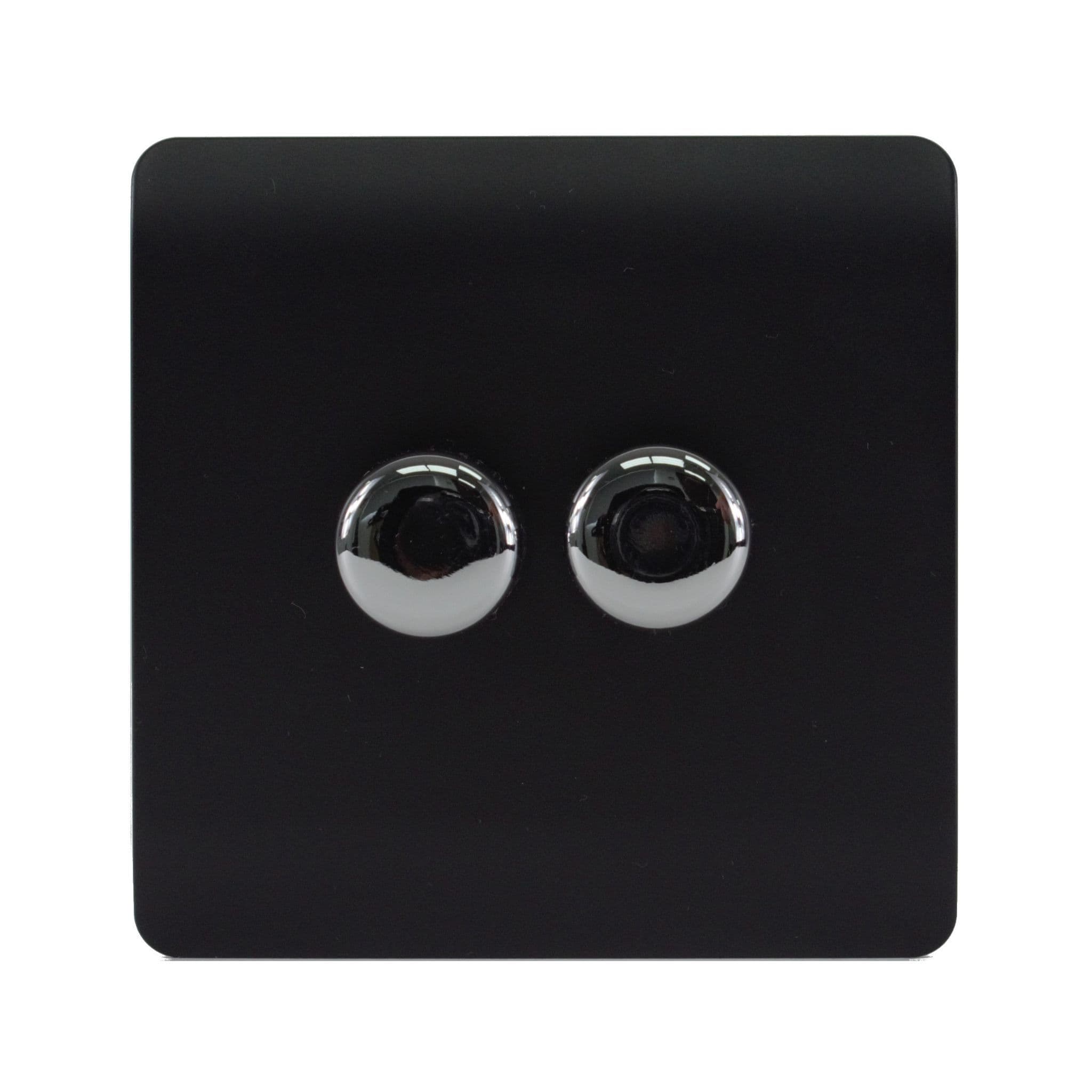 2 Gang 1 or 2 way 150w Rotary LED Dimmer Light Switch