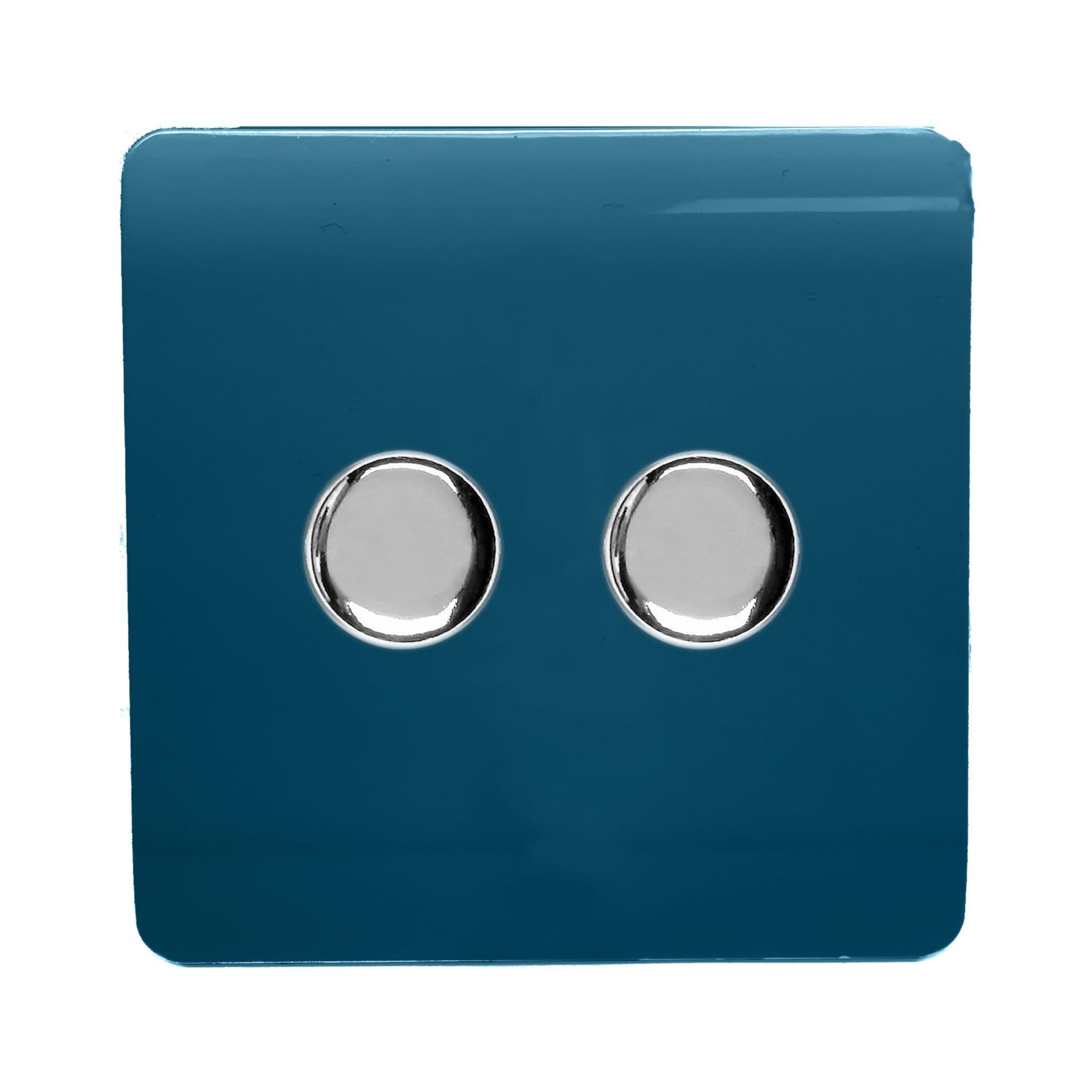 2 Gang 1 or 2 way 150w Rotary LED Dimmer Light Switch