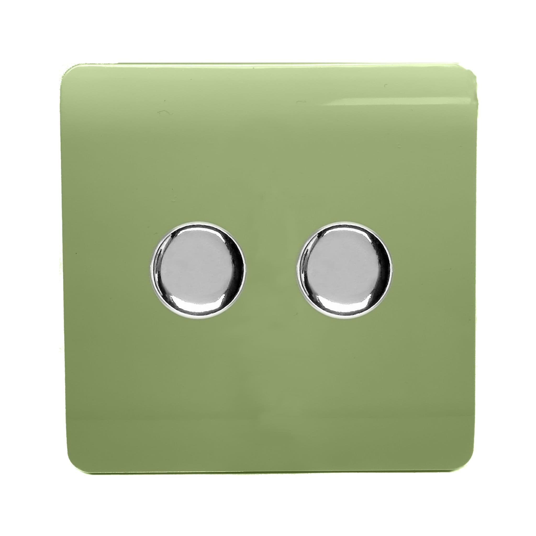 2 Gang 1 or 2 way 150w Rotary LED Dimmer Light Switch