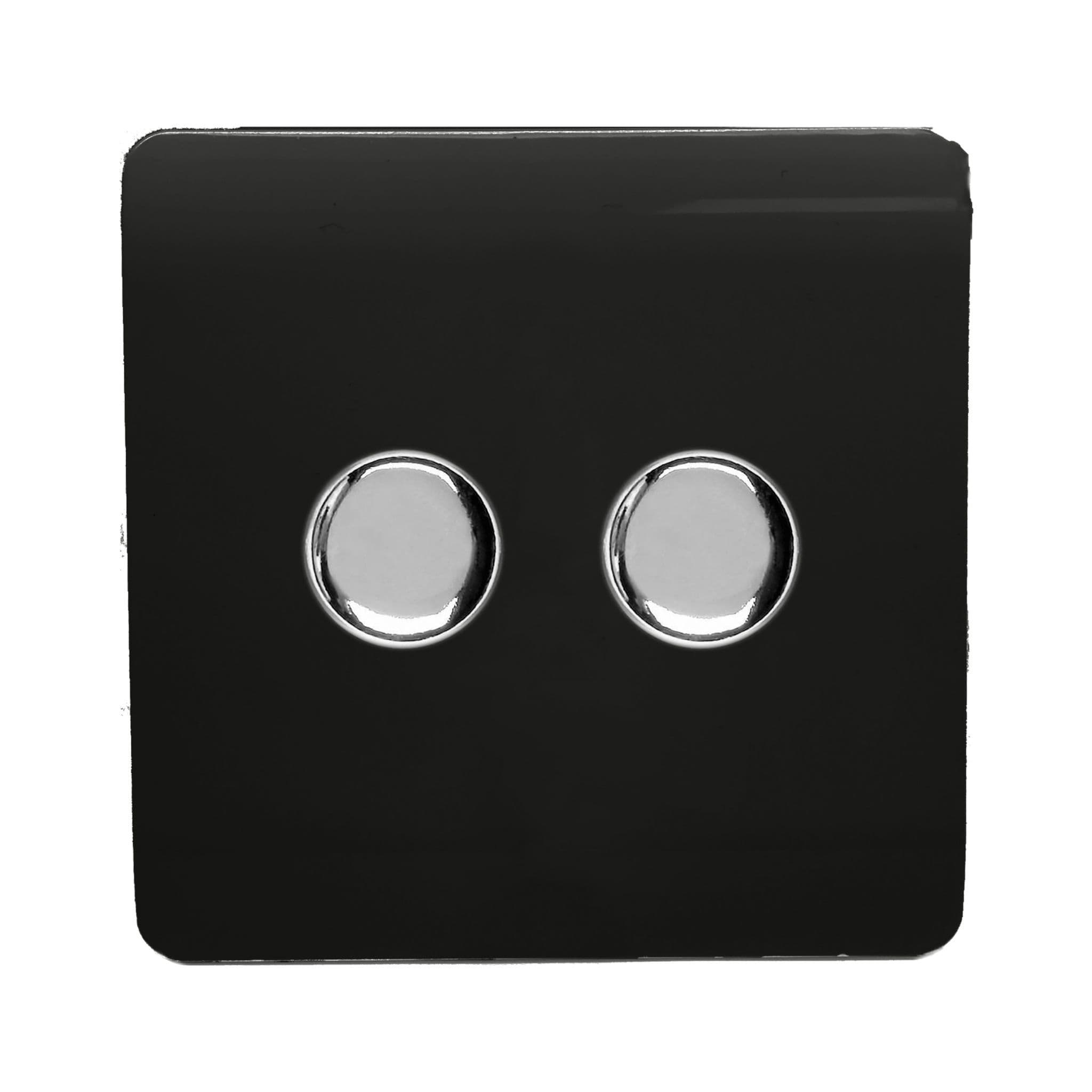 2 Gang 1 or 2 way 150w Rotary LED Dimmer Light Switch