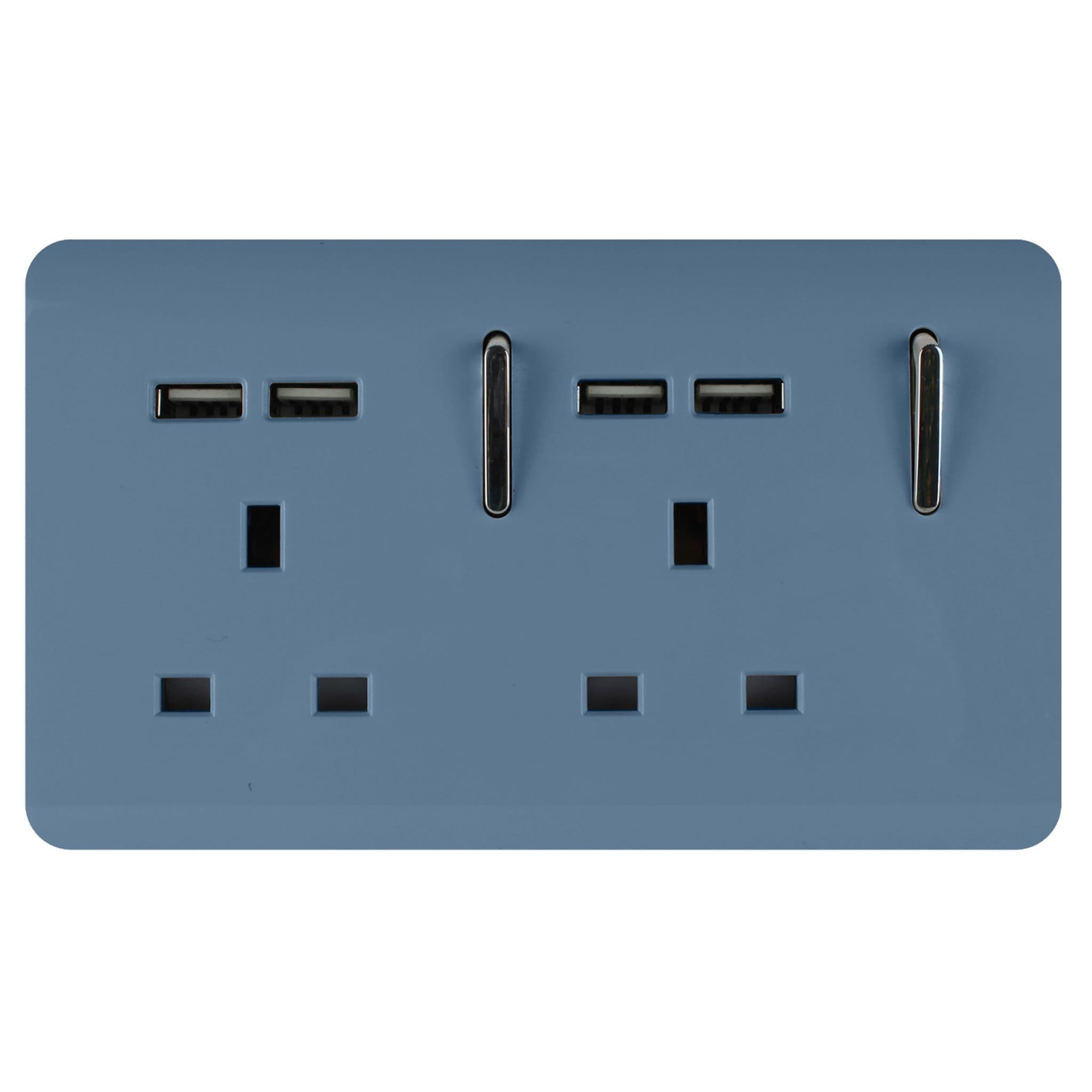 2 Gang 4 Port USB 2100mA Plug Socket