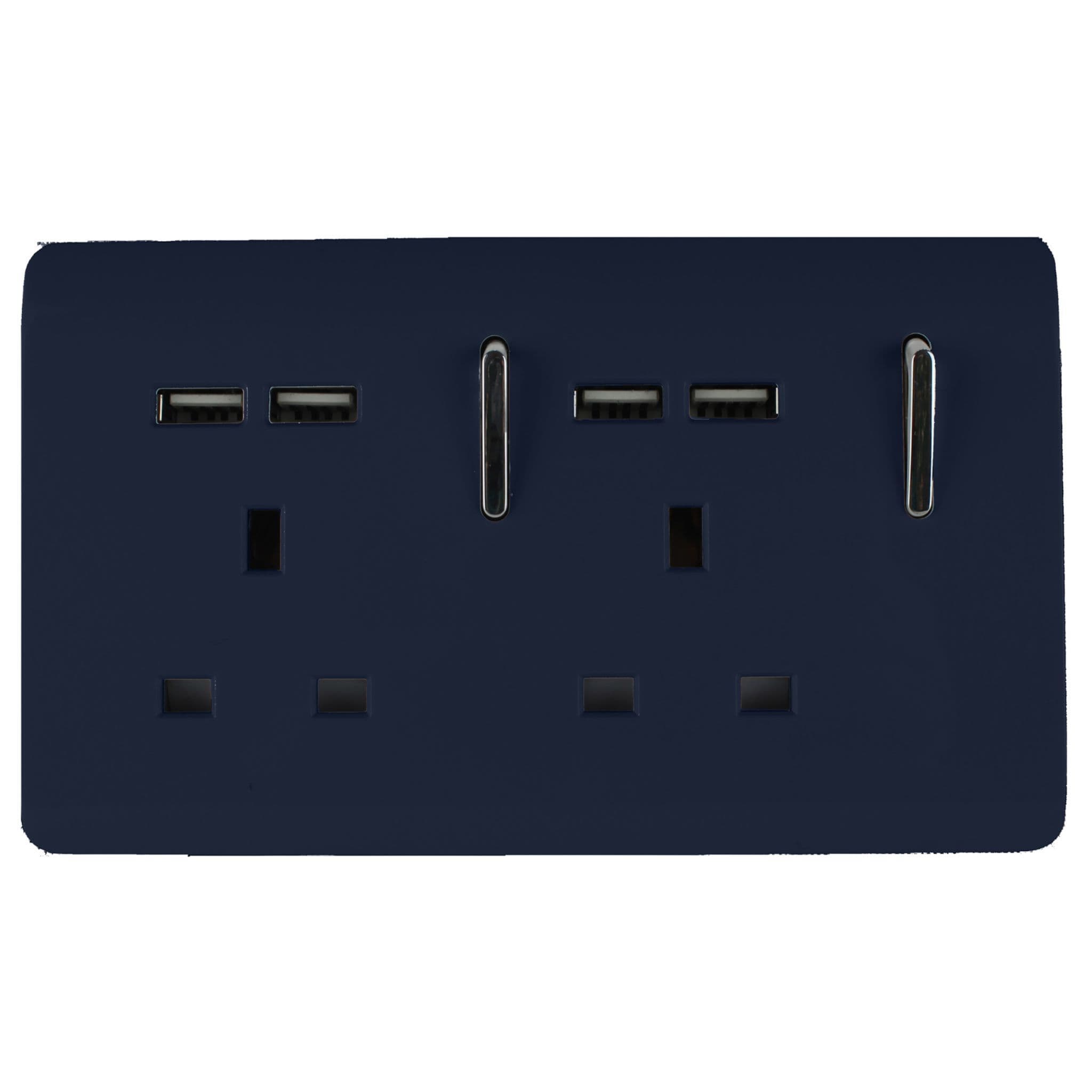 2 Gang 4 Port USB 2100mA Plug Socket angle 1