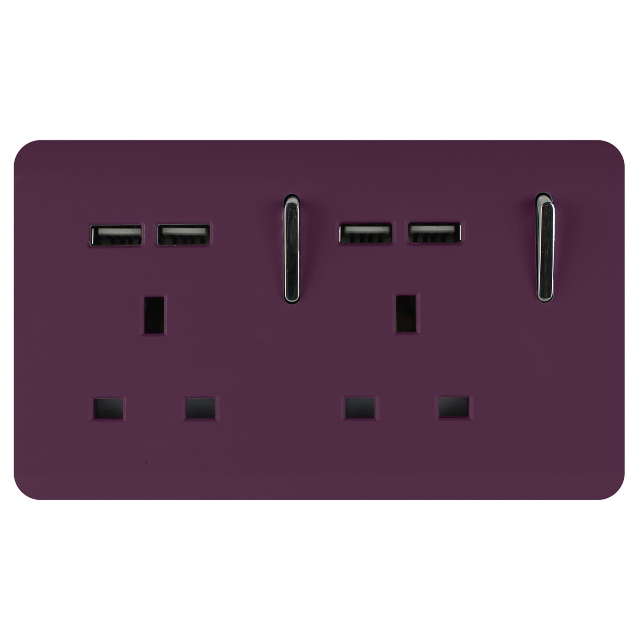 2 Gang 4 Port USB 2100mA Plug Socket