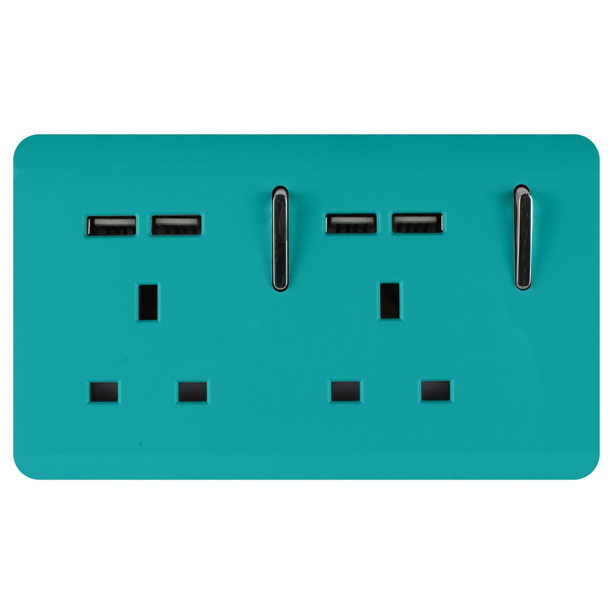 2 Gang 4 Port USB 2100mA Plug Socket