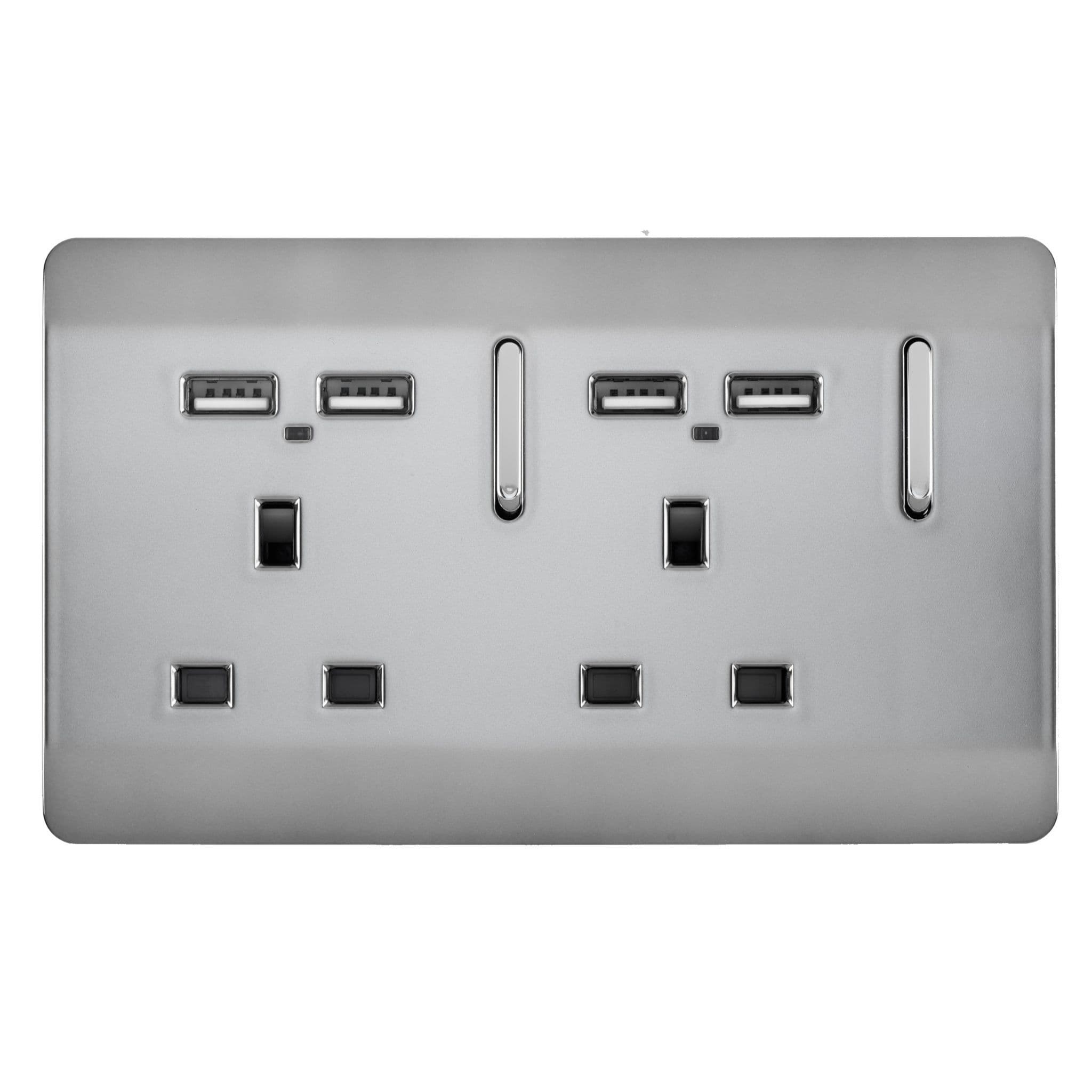 2 Gang 4 Port USB 2100mA Plug Socket