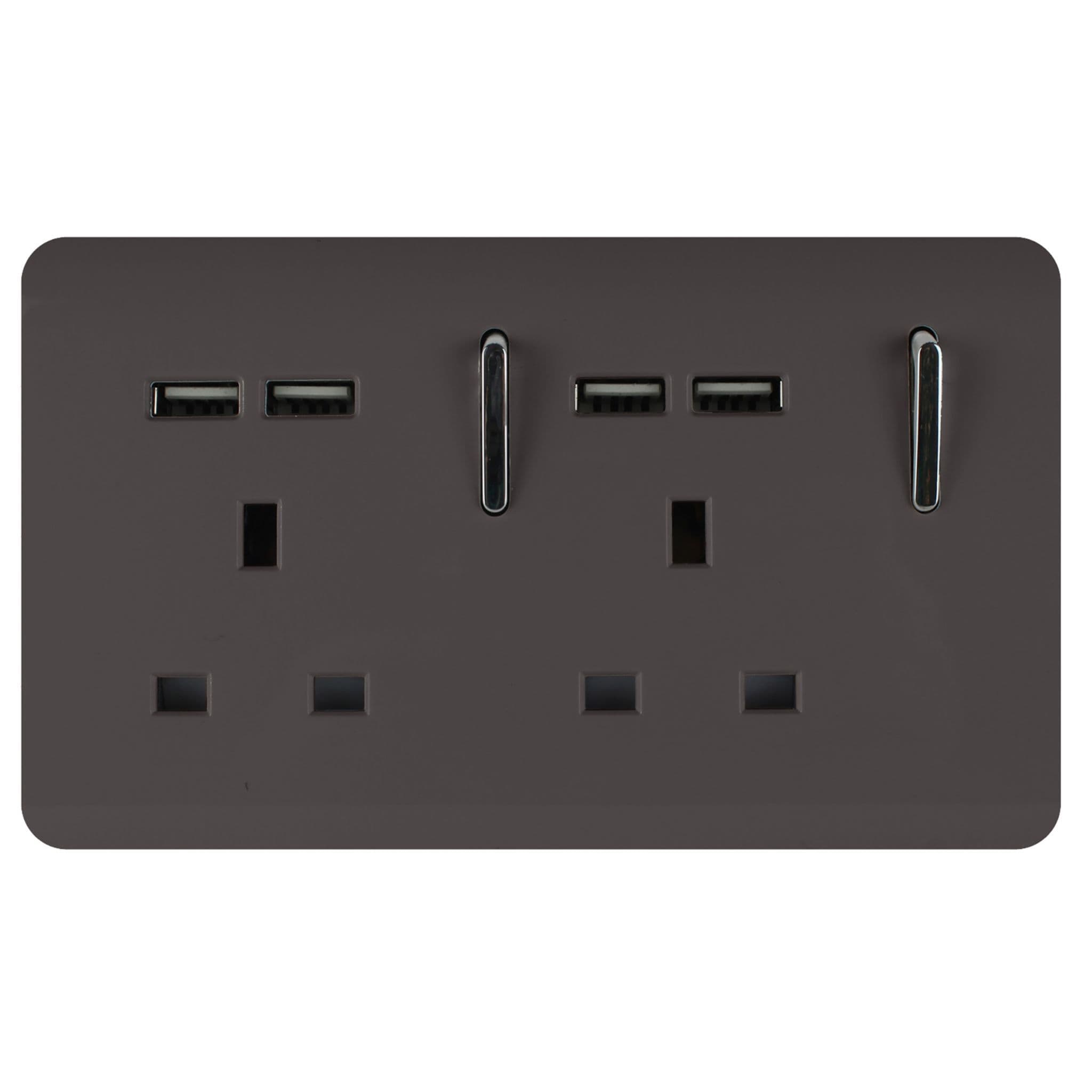 2 Gang 4 Port USB 2100mA Plug Socket