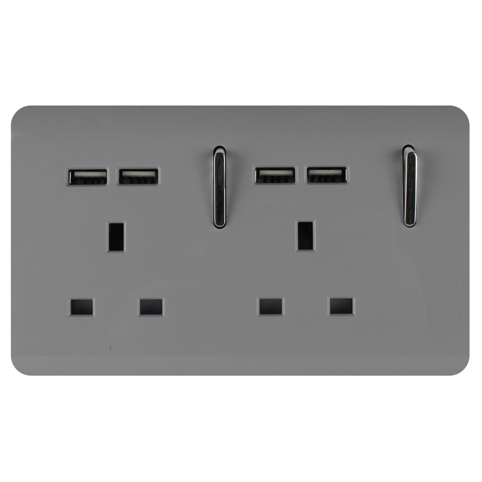 2 Gang 4 Port USB 2100mA Plug Socket