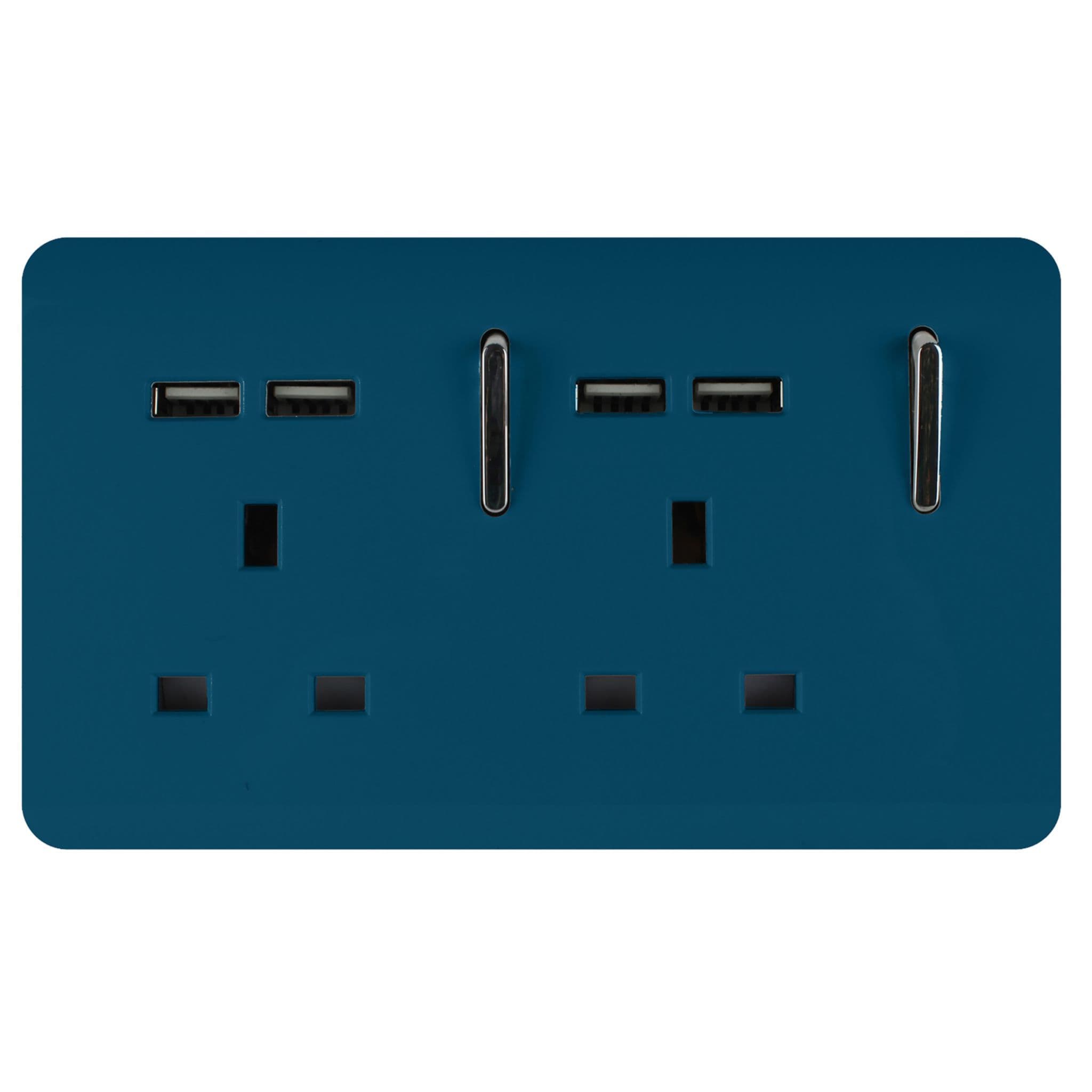 2 Gang 4 Port USB 2100mA Plug Socket