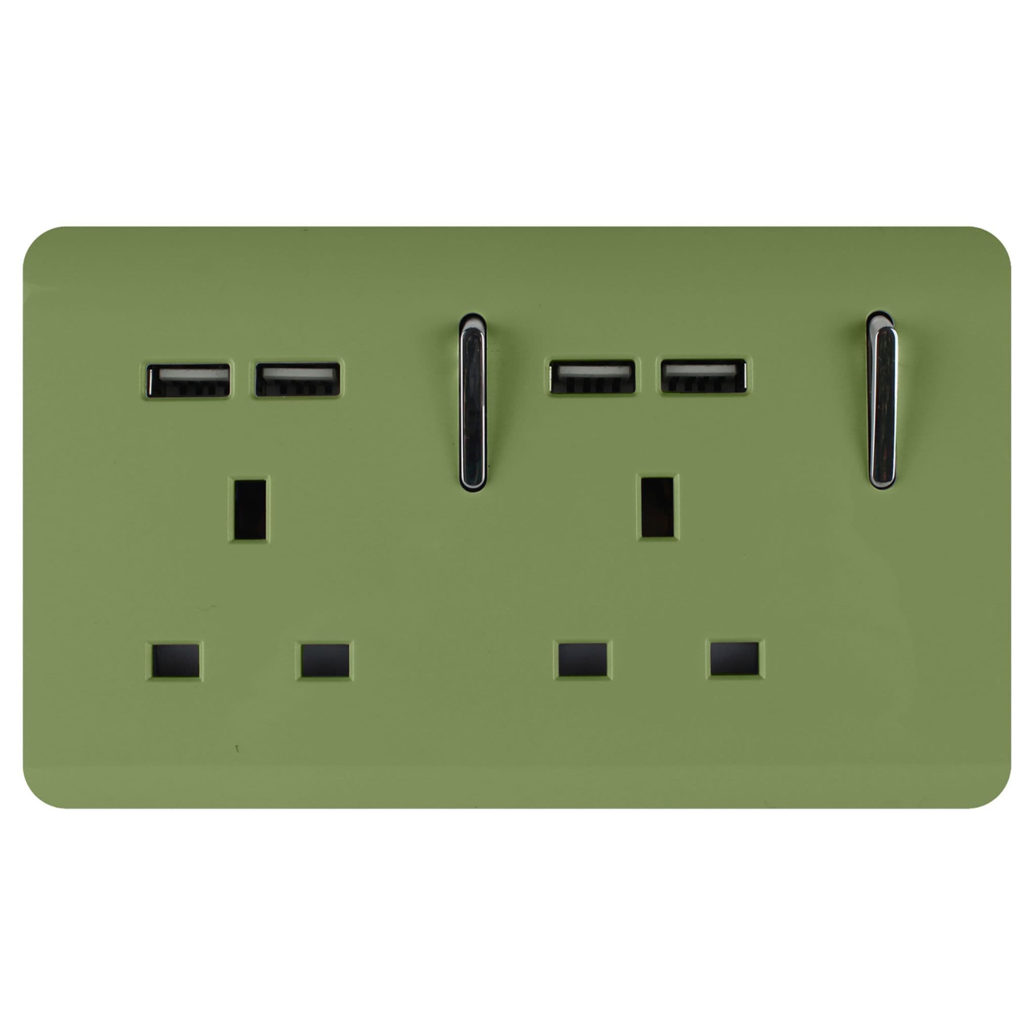 2 Gang 4 Port USB 2100mA Plug Socket