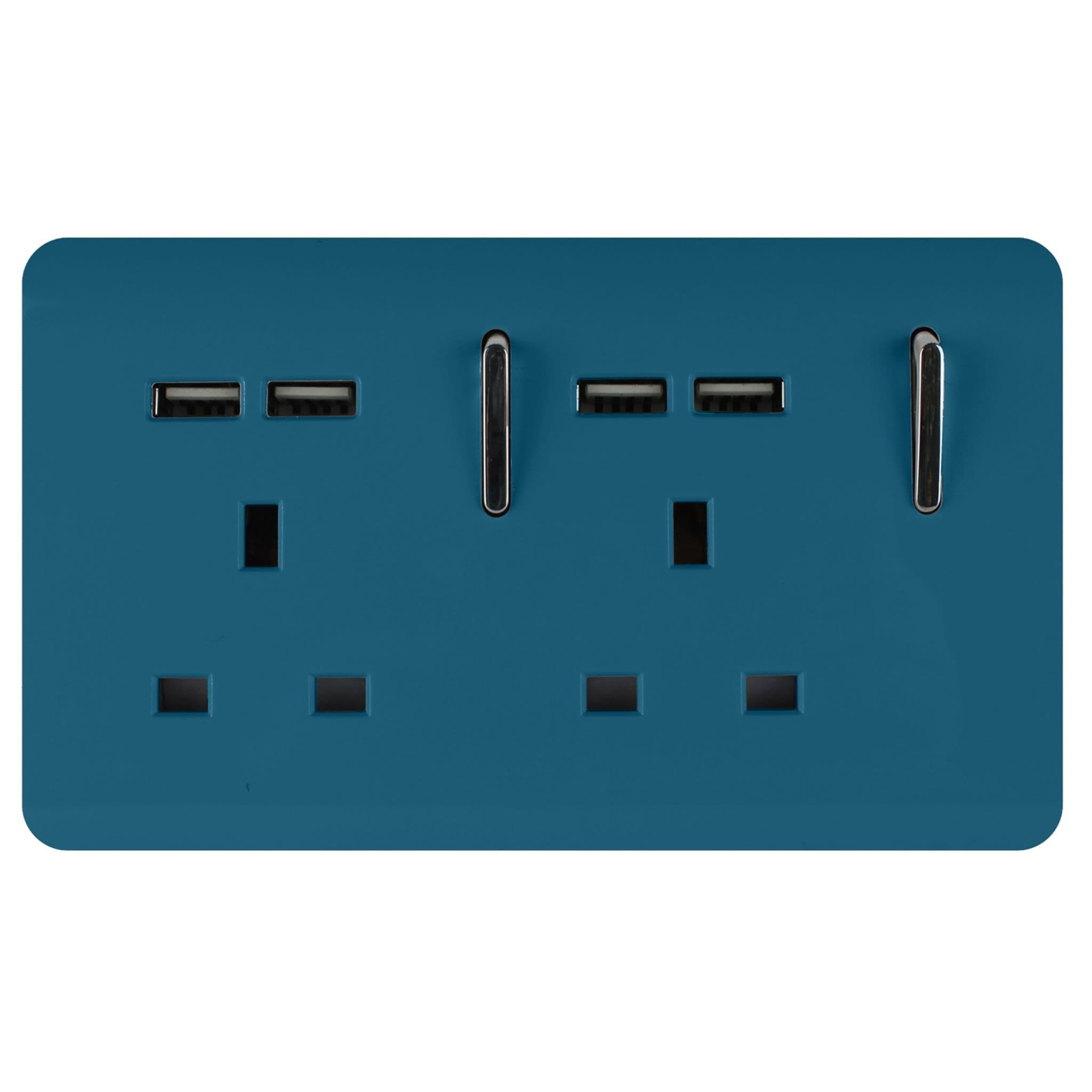 2 Gang 4 Port USB 2100mA Plug Socket