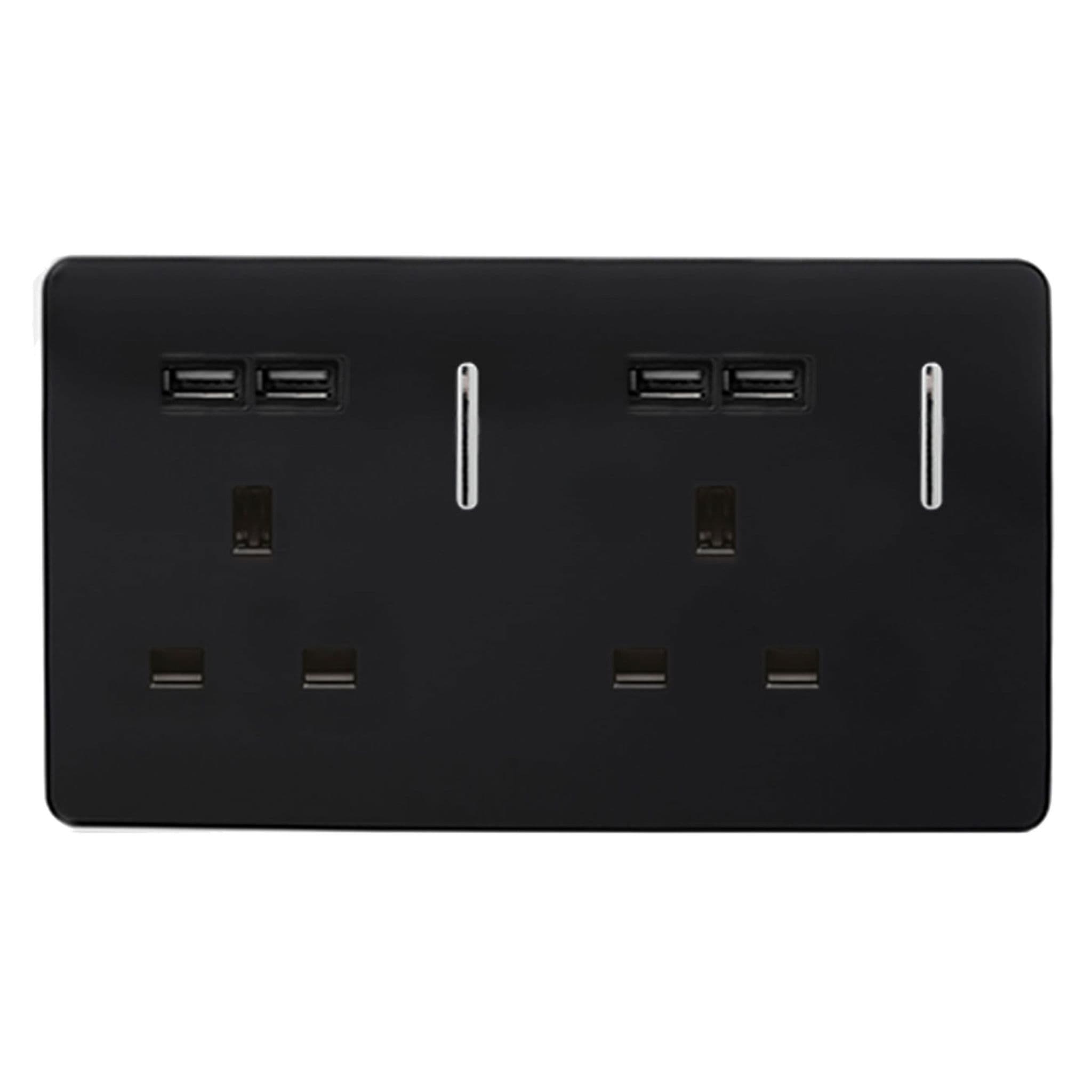 2 Gang 4 Port USB 2100mA Plug Socket