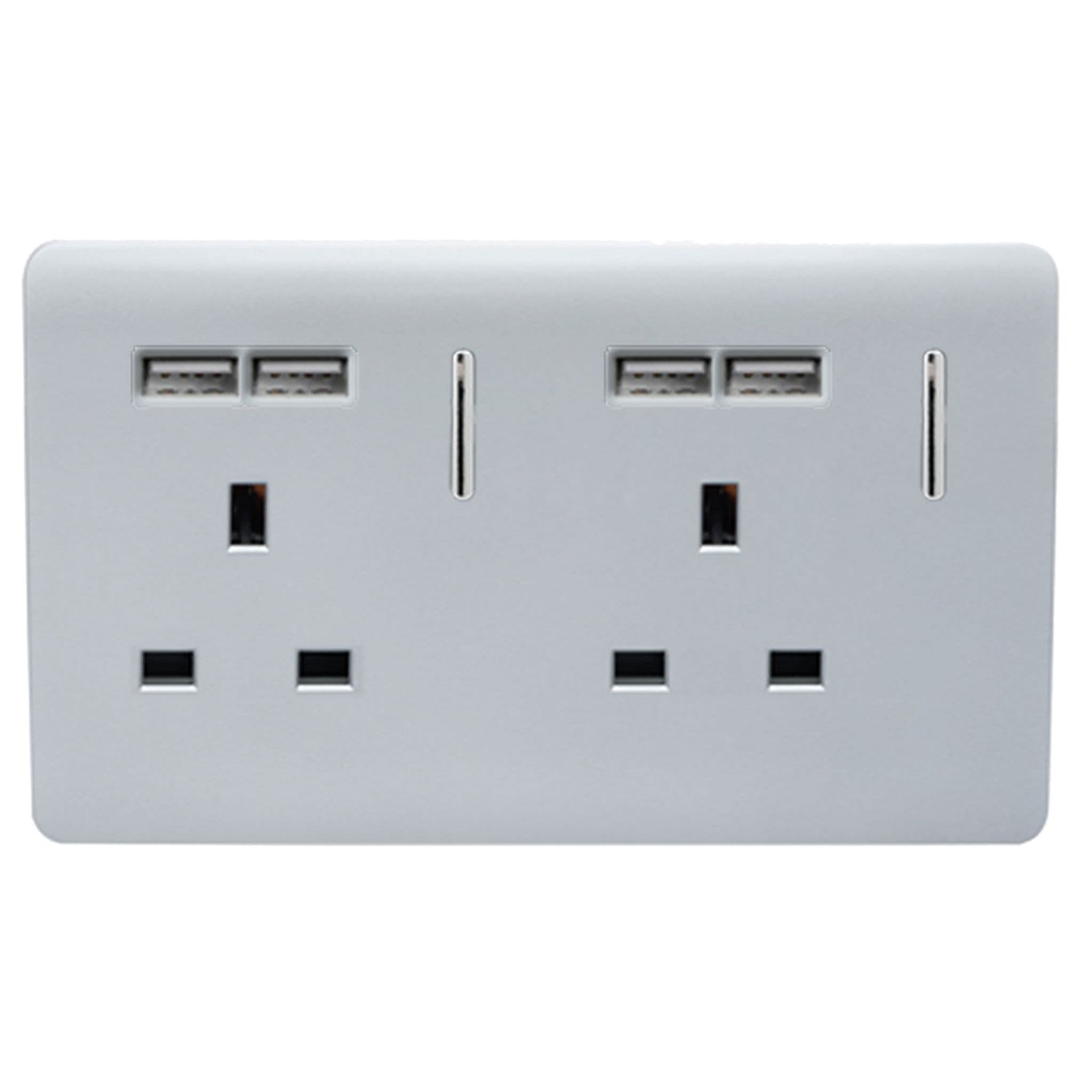 2 Gang 4 Port USB 2100mA Plug Socket