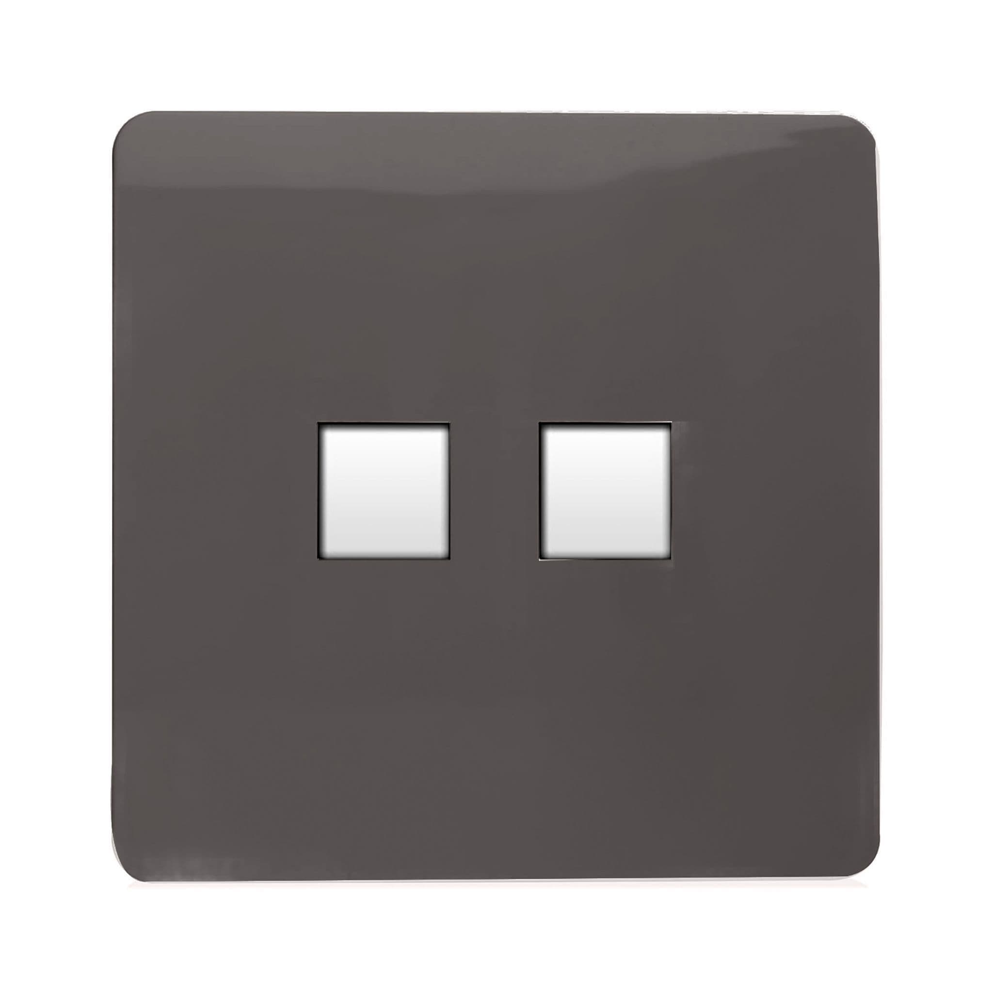 2 Gang RJ45 Cat 5e PC Ethernet Socket