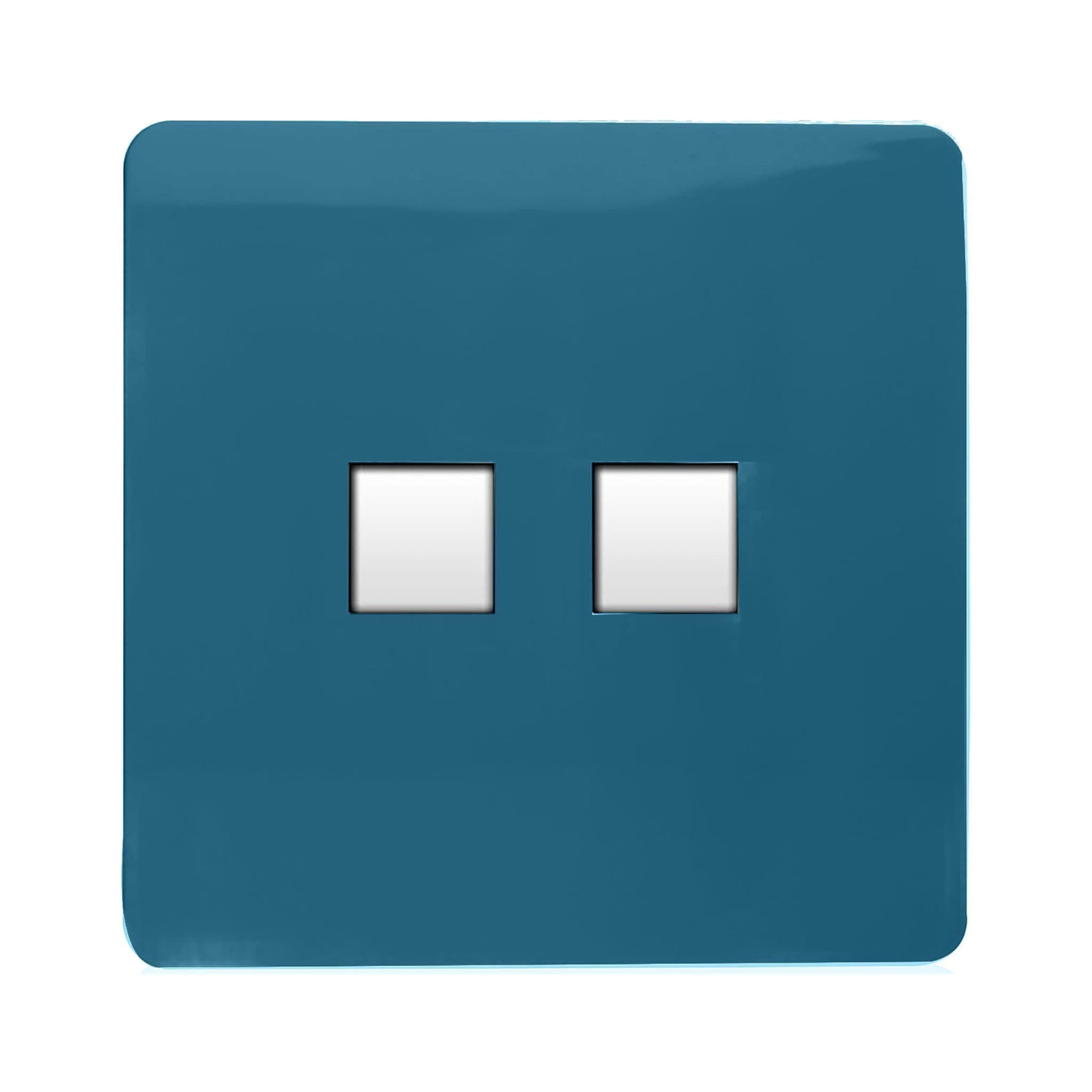 2 Gang RJ45 Cat 5e PC Ethernet Socket