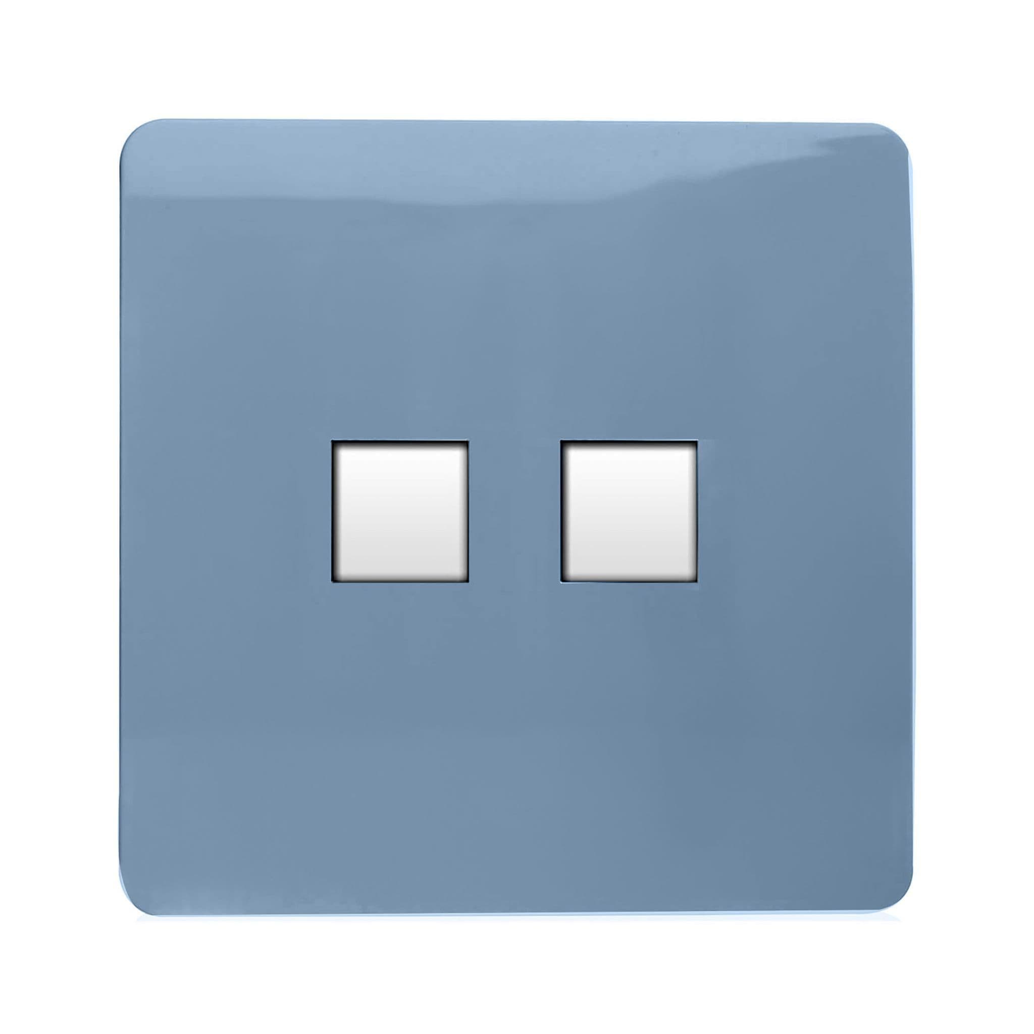 2 Gang RJ45 Cat 5e PC Ethernet Socket