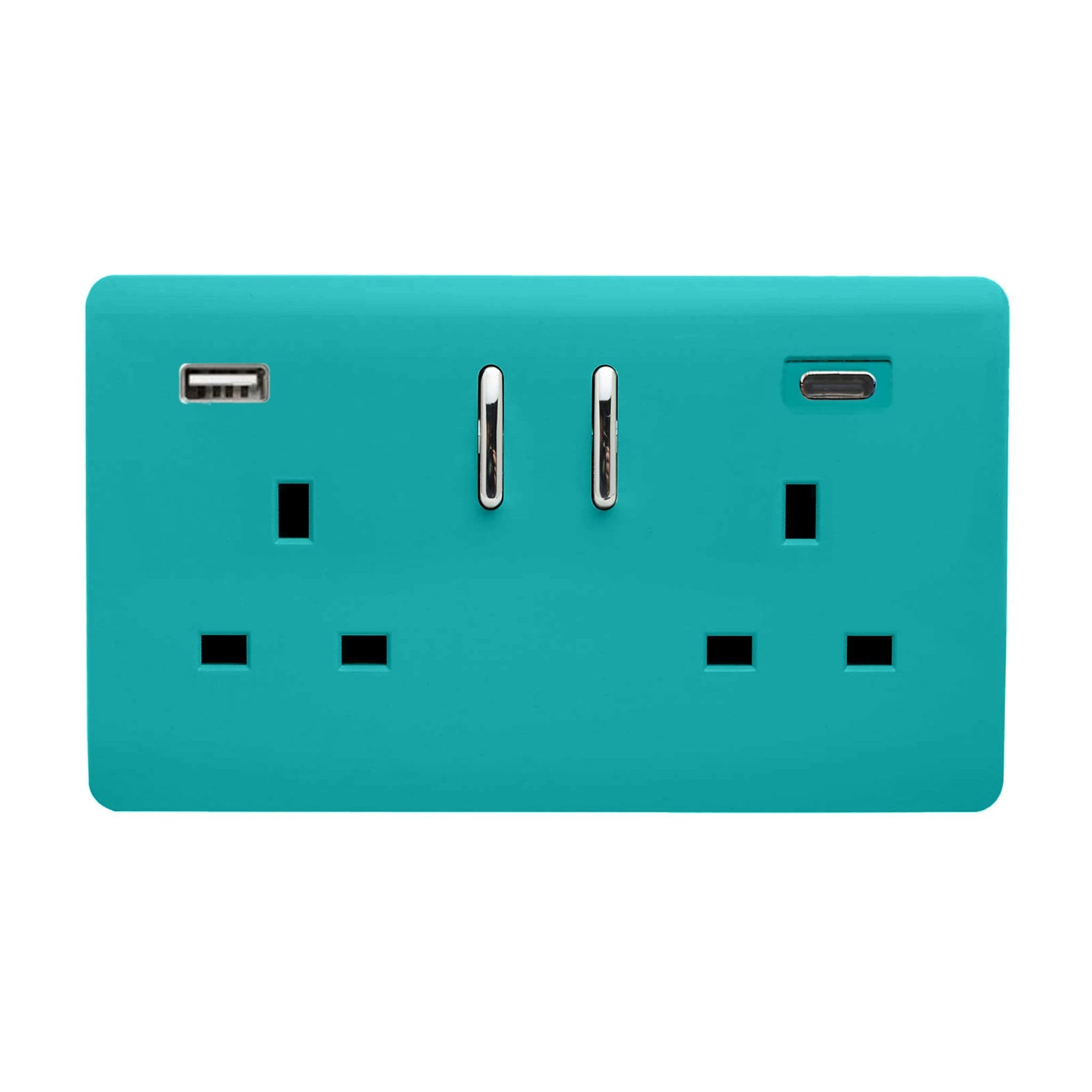 2 Gang USB 3100mA Type A & C USB Plug Socket