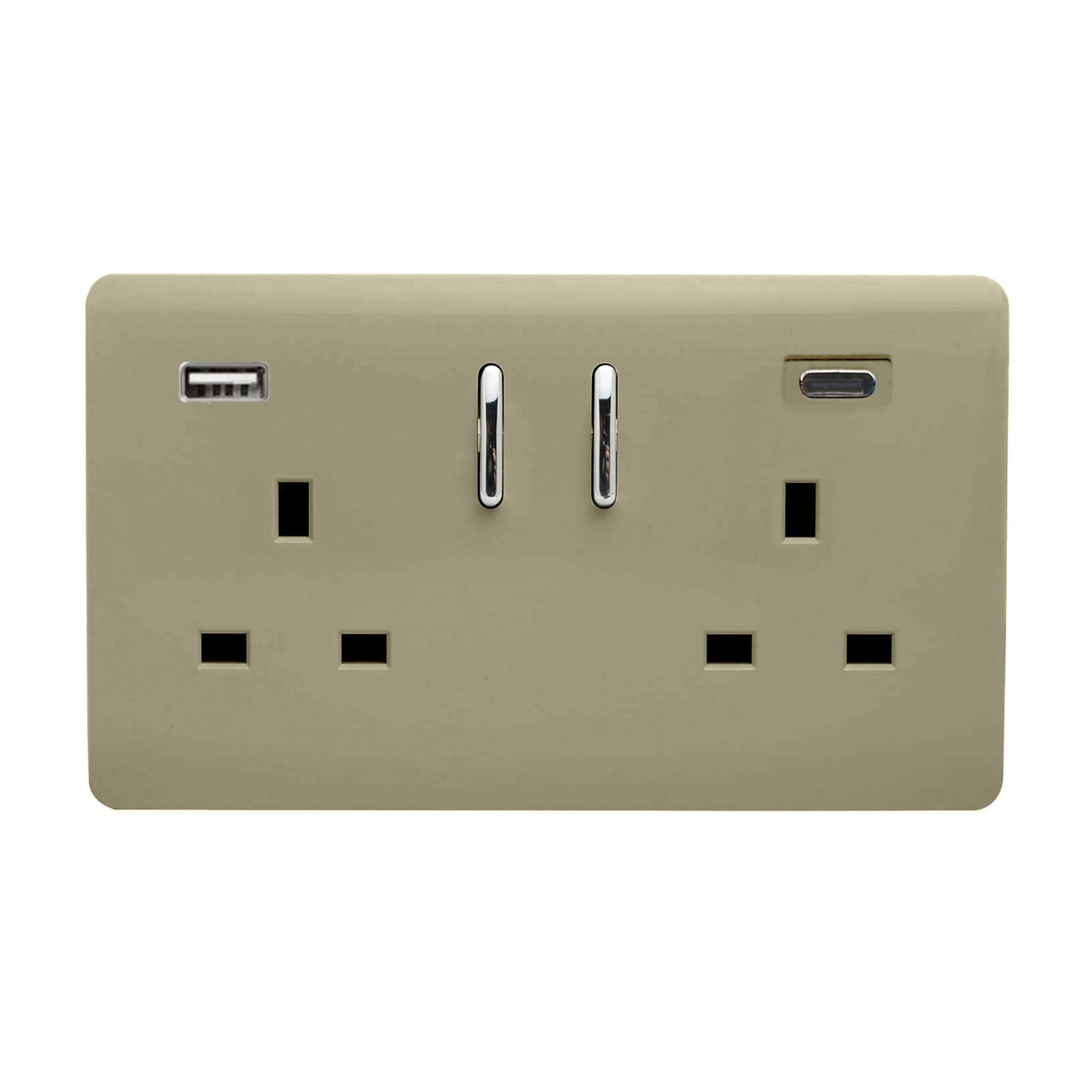 2 Gang USB 3100mA Type A & C USB Plug Socket