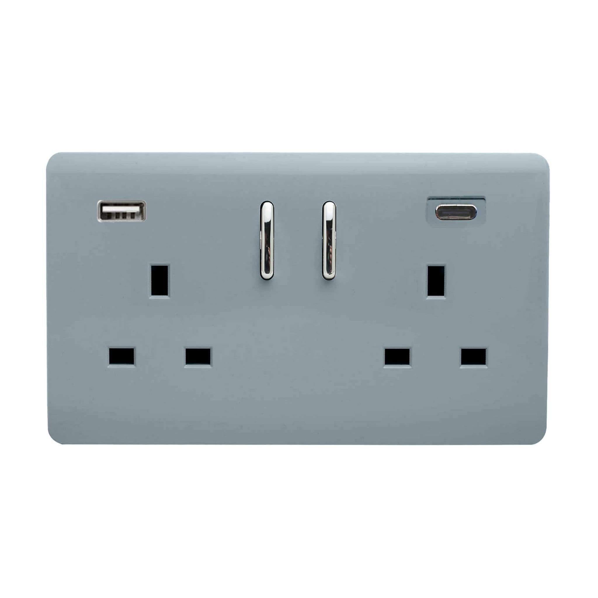 2 Gang USB 3100mA Type A & C USB Plug Socket