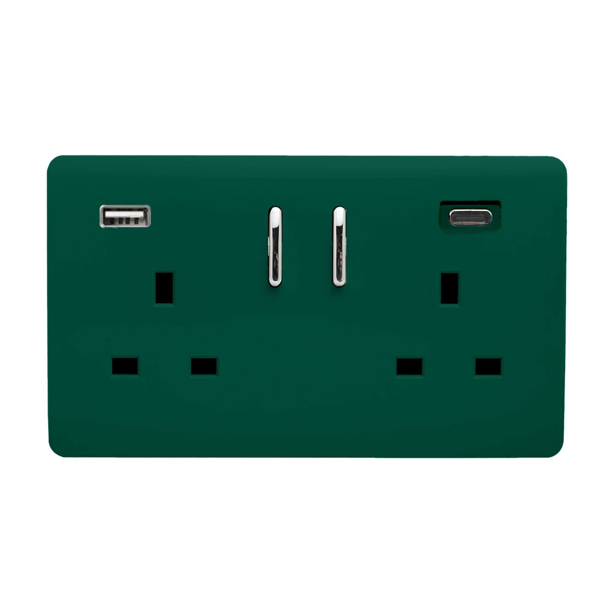 2 Gang USB 3100mA Type A & C USB Plug Socket